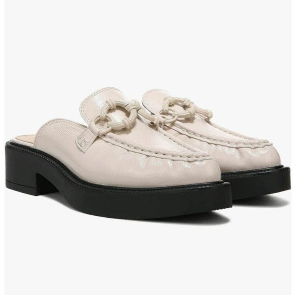 Circus Sam Edelman Nancy Vanilla Bean Chunky Patent Leather Mules Sz 7.5 - flaw